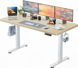 HUANUO Höhenverstellbarer Schreibtisch 160x80cm,25MM Ganze Tischplatte mit Bürstenloser Motor,Ergonomischer Steh-Sitz Tisch Stehpult,Einfache Montage Elektrischer Stehschreibtisch für Homeoffice
