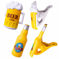Qaestuan 3 Stück Strandhandtuchklammern, Biertuchklammern für Strandkörbe, Creative Beer Bottles Towel Clips, Lustige Winddichte Wäscheklammern, für Stühle, Kreuzfahrt, Terrasse und Pool Zubehör