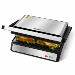 Aigostar Hett pro - Kontaktgrill für Sandwiches, Steak und als Panini Grill, Sandwichmaker mit Antihaftbeschichtung, 1500W Panini Grill mit Abnehmbare Ölsammelbox, 180º Öffnung.