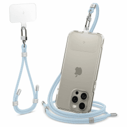 Spigen Universal Handykette zum Umhängen und Handschlaufen Set ConTag Smartphones Kette Kompatibel mit iPhone 16/15 Pro Max, Samsung Galaxy S24/S23, Xiaomi, Pixel Lanyard Strap -Mute Blue