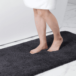 Homaxy Badezimmerteppich rutschfest Waschbar Badematte Weich Flauschig Badteppich Shaggy Hochflor Mikrofaser Badvorleger – 60 x 90 cm, Dunkelgrau