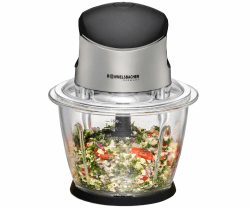 ROMMELSBACHER Multi Zerkleinerer MZ 500 – kraftvoller Motor, 4-flügeliges Spezialmesser aus Edelstahl, 1,5 Liter Glasbehälter, schwarz/Chrom gebürstet, 500 Watt