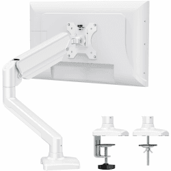 ELIVED 1 Monitor Halterung für 13-32" Bildschirme bis zu 9kg mit VESA 75/100mm, Gasdruckfeder PC Monitor Tischhatlerung, Neigbar, Schwenkbar, Drehbar, Höhenverstellbar Monitorhalterung Weiß EV004W