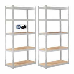 Arebos 2er Set Schwerlastregal 180 x 90 x 40 | 875kg Tragkraft | 0,63 mm | 5 verstellbare MDF-Platten Regal Lagerregal Kellerregal Steckregal Werkstattregal verzinkt