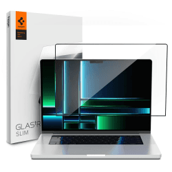 Spigen Glas.tR Slim Displayschutz für MacBook Pro 14 Zoll (M4 / M4 Pro / M4 Pro Max / M3 Serie / M2 Serie / M1 Serie), Schwarz Volle Abdeckung, 9H Glas, Antikratz, MacBook Pro 14 Schutzfolie