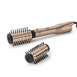 BaByliss Big Hair Dual Rotierende Warmluftbürste, Föhnbürste mit Ionen-Technologie, 2 Aufsätze für mittellanges bis langes Haar, Champagner-Farben, AS952E