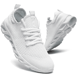 QIJGS Damen Turnschuhe Sportschuhe Laufschuhe Schuhe Freizeitschuhe Atmungsaktiv Sneaker 37 EU Weiß