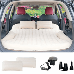 KMZ Auto Matratze, 2 Kissen Auto Luftmatratze, Doppelseitige Verdickte Beflockung Automatratze Camping Aufblasbaren Autobett für Kofferraum Rückbank