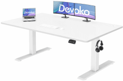 Devoko Höhenverstellbarer Schreibtisch, Elektrischer Schreibtisch Höhenverstellbar Tisch, Steh-Sitz Bürotisch, Computertisch mit Memory-Funktion, Stehpult, Standing Desk, Bürotisch,140 x 60 cm,Weiß