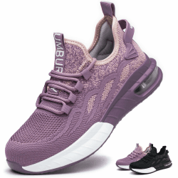 KTDYG Sicherheitsschuhe Damen Leicht Sportlich Arbeitsschuhe Herren Atmungsaktiv Stahlkappenschuhe rutschfest Schutzschuhe mit Stahlkappe 40 EU Lila