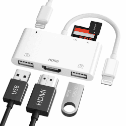 iPhone HDMI USB Adapter, 6 in 1 HDMI Digital AV USB SD/TF Adapter, iPhone USB Adapter mit Ladeanschluss, SD/ TF Kartenleser Kompatibel mit iPhone14/14Pro/14ProMax/14Plus/13/12/11/SE/X/8/7/6, i-Pad