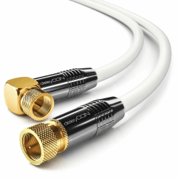 deleyCON 7,5m SAT Antennenkabel Satellitenkabel Koaxialkabel - HDTV Full HD - F-Stecker 90° Grad Gewinkelt zu F-Stecker Gerade - Weiß
