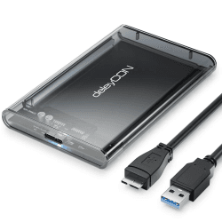 deleyCON SSD Festplattengehäuse USB 3.1 Gen. 1 für 2,5“ Zoll SATA 3 SSD / HDD / 7 mm / 9,5 mm SATA III Festplatten Externes Gehäuse UASP [Transparent Grau]