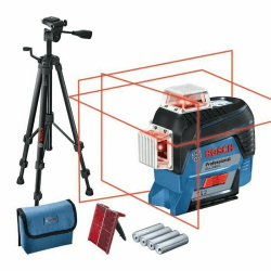 Bosch Professional Linienlaser GLL 3-80 C (m. App-Funktion, roter Laser, Innenbereich, max. Arbeitsbereich: 30 m, 4x AA Batterie, Tasche, Stativ BT 150, in Karton)