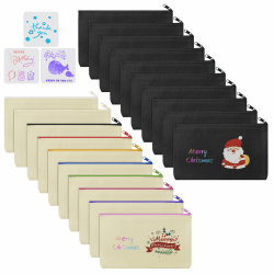 Vicloon Stoffbeutel zum Bemalen, 20pcs DIY Blanko Stoffbeutel, Mäppchen zum bemalen, Federmäppchen Blanko Kinder Federmäppchen Taschen Zum Bemalen Kinder Segeltuch Kosmetiktasche 20 Stück - Schwarz + Gebrochenes Weiß