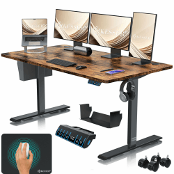 KESSER® Höhenverstellbarer Schreibtisch elektrisch 160cm x 70cm | Ergonomisch Steh-Sitz Schreibtisch | 3-Funktions-Memory Steuerung | Inkl. 360° Rollen & USB-Ladeanschluss Computertisch für Homeoffice