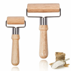 2 Stück Teigroller Klein Nudelholz Holz - Teigroller Holz Geeignet zum Ausrollen von Teig, Perfekt Backzubehör für Pizza, Kuchen und Mürbeteig