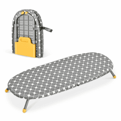 KINGRACK Klappbares Tisch-Bügelbrett, kleines Bügelbretter Faltbares, tragbares Bügelbrettbezüge mit rutschfesten Füßen für den Heimgebrauch,31 * 82cm, Gelb