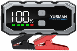 YUSMAN Starthilfe Powerbank,3000A 12V Auto Batterie Starthilfe12800mAh(für 7L Benzin oder 5.5L Diesel), tragbare Auto-Starthilfe mit LCD-Display, schnelles Aufladen, extra großes LCD-Display