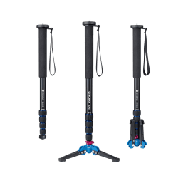 Moman Einbeinstativ Kamera Stativ Einbein Reisestativ mit Standspinne, DSLR Monopod Wanderstock, 0,64kg mit Stativfuß, Leicht Tragbar Aluminium Bergstock, max. 165cm, 360 Grad drehbar 5-10kg Nutzlast