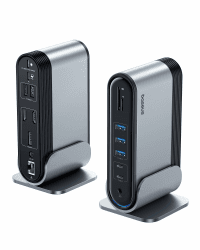 Baseus 17-in-1 USB C Docking Station 4K HDMI 2 DP 1 zur Übertragung auf 3 Monitore mit 100W PD USB-C-Anschluss, USB 3.0 3, LAN, SD/TF-Kartenleser, Audioanschluss USB C Hub für Windows, Mac-Laptop