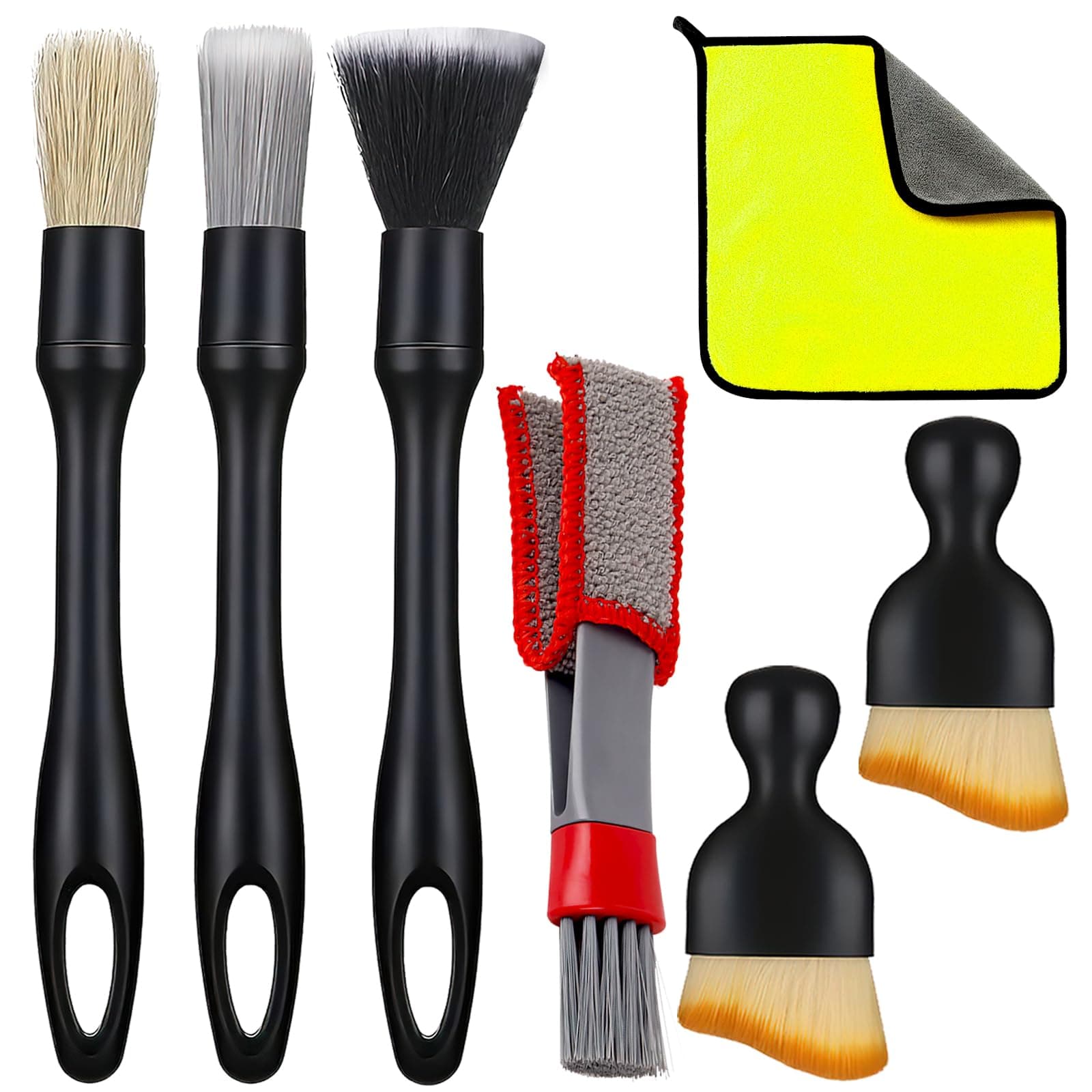 WOKICOR Auto Detailingbürste, 7 Stück Reinigungspinsel Auto Set, Auto Innere Reinigungswerkzeug Weiche Borsten, Auto Pinsel für Autoinnenräumen, Lüftungsschlitzen,Gute Qualität Auto reinigungspinsel