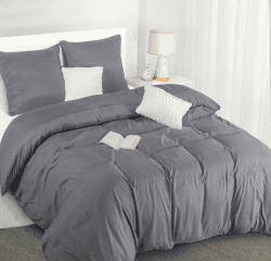 Utopia Bedding Bettwäsche 155x220 - Mikrofaser Bettbezug 155x220 cm + 2 Kissenbezüge 80x80 cm - Grau