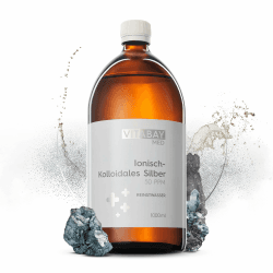 Vitabay Kolloidales Silber 50 PPM - 1000 ml Kollodiales-Silber Hochdosiert - Reinheitsstufe 99,99% und abgefüllt in Braunglasflasche - Laborgeprüft & hergestellt aus hochwertigen Rohstoffen