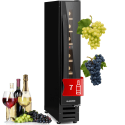 Klarstein Weinkühlschrank, 1 Zonen Getränkekühlschrank, Kleiner Einbau-Weinschrank Schmal, 20L Wein-Kühlschrank mit Glastür, Indoor/Outdoor Flaschenkühlschrank, Wine Fridge 5-22°C, 7 Flaschen