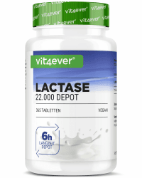 Laktase 22.000 Depot - 365 Tabletten mit Depotwirkung (Sepismart® Slow Release) - Hochdosiert mit 22.000 FCC-Einheiten - Bei Laktoseintoleranz + Milchunverträglichkeit - Ohne unerwünschte Zusatzstoffe