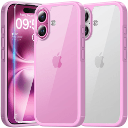 TAURI 3 in 1 für iPhone 16 Plus hülle, Handyhülle für iPhone 16 Plus Case, [Vergilbt Nicht] Schlanke, Stoßfeste Telefon Hülle - Rosa