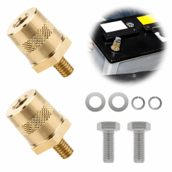 Batteriepoladapter M6, Messing Batteriepol Paar mit 2 Edelstahlschrauben und 4 Unterlegscheiben, Positive Negative Batteriepol Adapter, Batteriepoladapter für Autos Motorräder