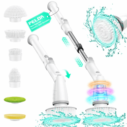 Elektrische Reinigungsbürste, Putzbürste Elektrisch mit 6 Bürstenköpfen und Verstellbarer Verlängerungsgriff und 3 Winkel, 520 U/min Electric Cleaning Brush für Badezimmer, Fliesen, Badewanne, Autos