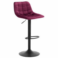 WOLTU 1x Barhocker Barstuhl Tresenhocker Bistrohocker Designer Hocker mit Rückenlehne, aus Samt und Metall, höhenverstellbar drehbar, Bordeaux