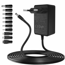 Gonew21 12V Netzteil 2A - Universal Netzteil 12V, 2 Meter langes Kabel AC Adapter Eingang 200-240V 50-60HZ,AusgangNetzteil 12V 2A 24W, 10 Steckernetzteil DC, AC/DC Adapter, LED-Licht, Mehr 12V-Geräte