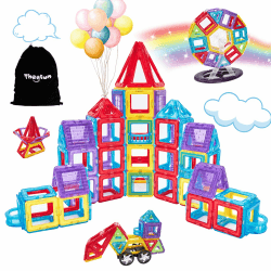 Theefun Magnetische Bausteine 100 Teile, Magnetbausteine Magnetspielzeug Magnet Spielzeug Kinder Magnetspiele für Kinder Geschenk Magnetic Bauklötze Kinderspielzeug Spielzeug ab 3 4 5 6 7 Jahre Junge