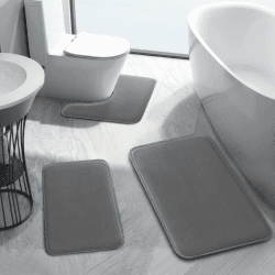 Aolawco Non-Slip-Clean Badvorleger Set 3 Teilig Mit U-Toilettenvorleger, Geeignet Für Badezimmerdekoration, Regen Und Badewanne Badezimmer Teppiche (Grau)
