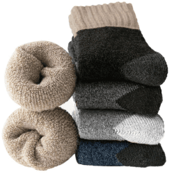 Josnown Thermosocken Herren, 5 Paar Dicke Winter Warme Socken, Atmungsaktives Wollsocken, Größe 39-45 5 Farben