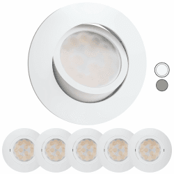 Scandinavian home 6er Set LED Spot 230V Dimmbar WarmDim 5,8W Warmweiß Schwenkbar 68mm - 75mm I Badezimmer IP44 I CRI 90 500lm 3000K I Matt-Weiß I LED Einbaustrahler Deckeneinbauleuchte flach