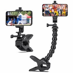 Sametop Handy Halter Schwanenhals Handy Halterung Klemme Flex Arm Ständer für Tisch Stange Kompatibel mit iPhone 16 15 14 Pro Max Plus 13 12 11 SE XS XR X 8 7 6 Samsung GoPro und Alle 4-7" Geräte