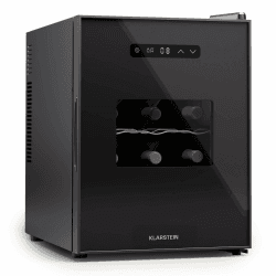 Klarstein Freistehender Weinkühlschrank 1 Zone, Getränkekühlschrank Klein, Kleiner Weinschrank, Wein-Kühlschrank Klein mit Glastür, Indoor/Outdoor Flaschenkühlschrank, Wine Fridge, 12 Flaschen