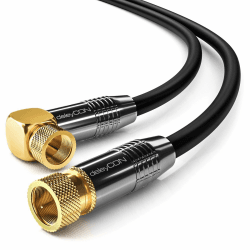 deleyCON 1m SAT Antennenkabel Satellitenkabel Koaxialkabel - HDTV Full HD - F-Stecker 90° Grad Gewinkelt zu F-Stecker Gerade - Schwarz