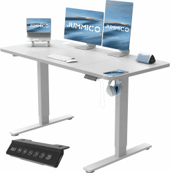JUMMICO Höhenverstellbarer Schreibtisch Höhenverstellbar Elektrisch, Ergonomischer Steh-Sitz Tisch Stehpult Verstellbarer Computertisch,Stehschreibtisch Bürotisch Standing Desk,120 x 60 cm, Gray