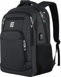 marcello Laptop Rucksäcke mit USB-Ladeanschluss Herren Damen für Arbeit Schule Uni Schulrucksack für Jungen Teenager mit Laptopfach & Anti Diebstahl Tasche (Schwarz, 15,6 Zoll) 15,6 Zoll Schwarz