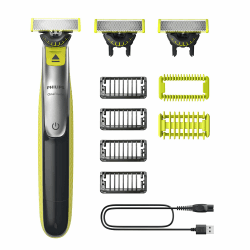 Philips OneBlade 360 Face & Body - Elektrischer Bartschneider, Rasierer und Bodygroomer zum Trimmen, Stylen und Rasierern, 3x 360 Klingen, 4x Trimmaufsätze (1,2,3,5mm), 2x Körperaufsätze, QP2834/31
