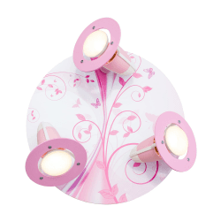Elobra Deckenlampe Phantasie Kinderzimmer Wandlampe Kinderlampe, Schmetterling Lampe, Rondell mit 3 schwenkbaren Spots, Rosa, Mädchen, mit E14 Fassung