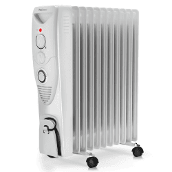 Pro Breeze 2500W Ölradiator energiesparend - Elektro Heizkörper mit 11 Rippen, integrierter Zeitschaltuhr, 3 Heizstufen, regulierbaren Thermostat und Sicherheitsabschaltfunktion