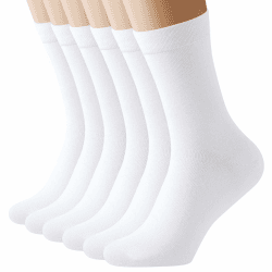 SockWaddles 6 Paar Socken Herren Damen, Baumwolle Atmungsaktive Herrensocken Damensocken, Crew Business Socken Ohne Naht, Altag und Freizeit Socken Männer 39-42 Weiß