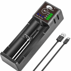 IMREN 18650 Ladegerät, 2A Schnell Ladegerät für 1 Stück 3.7V Li-Ion Akku 18650 18500 18350 14500 16340 17500 20700 21700 26650 und 1.2V NI-MH/NI-Cd AA AAA C Akkus(mit USB-C)