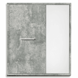 FORTE Paco Hängeschrank mit 2 Türen, Holzwerkstoff, Betonoptik Lichtgrau / Weiß, 67 x 60 x 23 cm